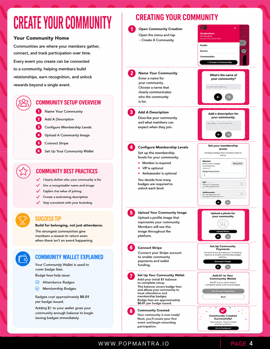 Community creation page from the Popmantra guide